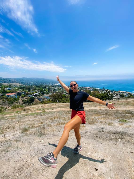Nikki hiking above the Laguna Beach coastline